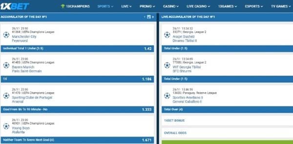 Check odds on 1xbet