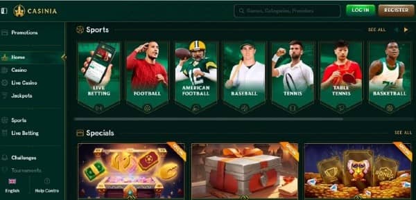 Check odds on Casinia